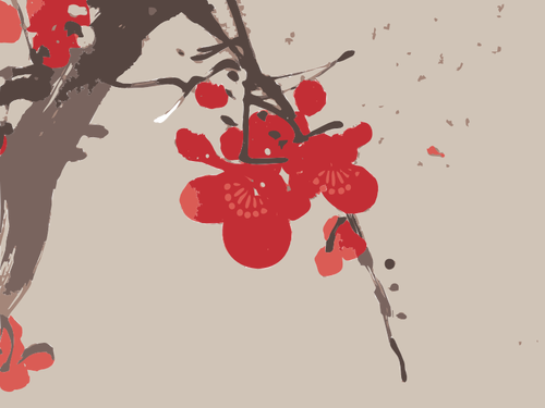 Bakgrund med plum blossom vektor ClipArt